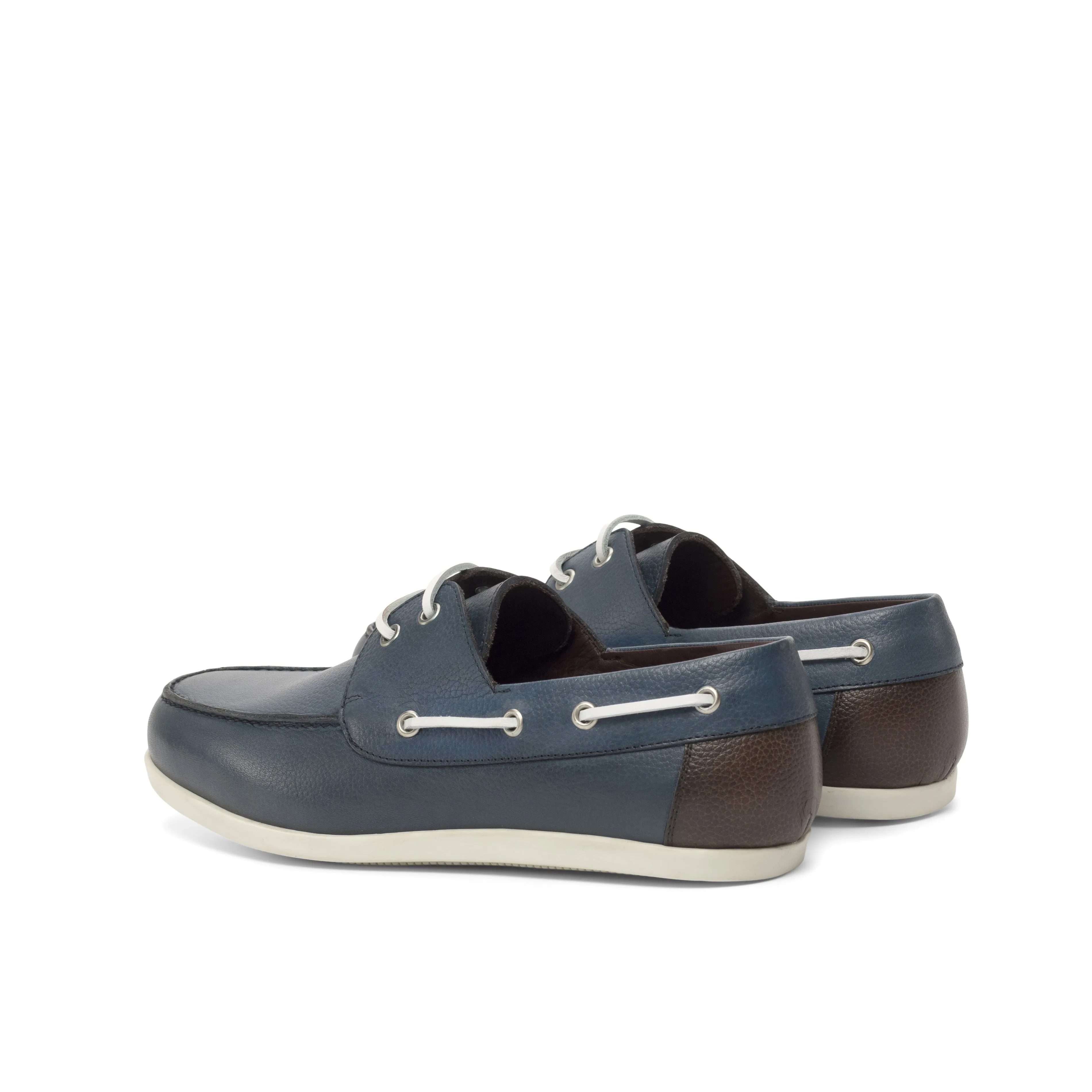 DapperFam Nauticus in Dark Brown / Navy Men's Italian Full Grain Leather Boat Shoe