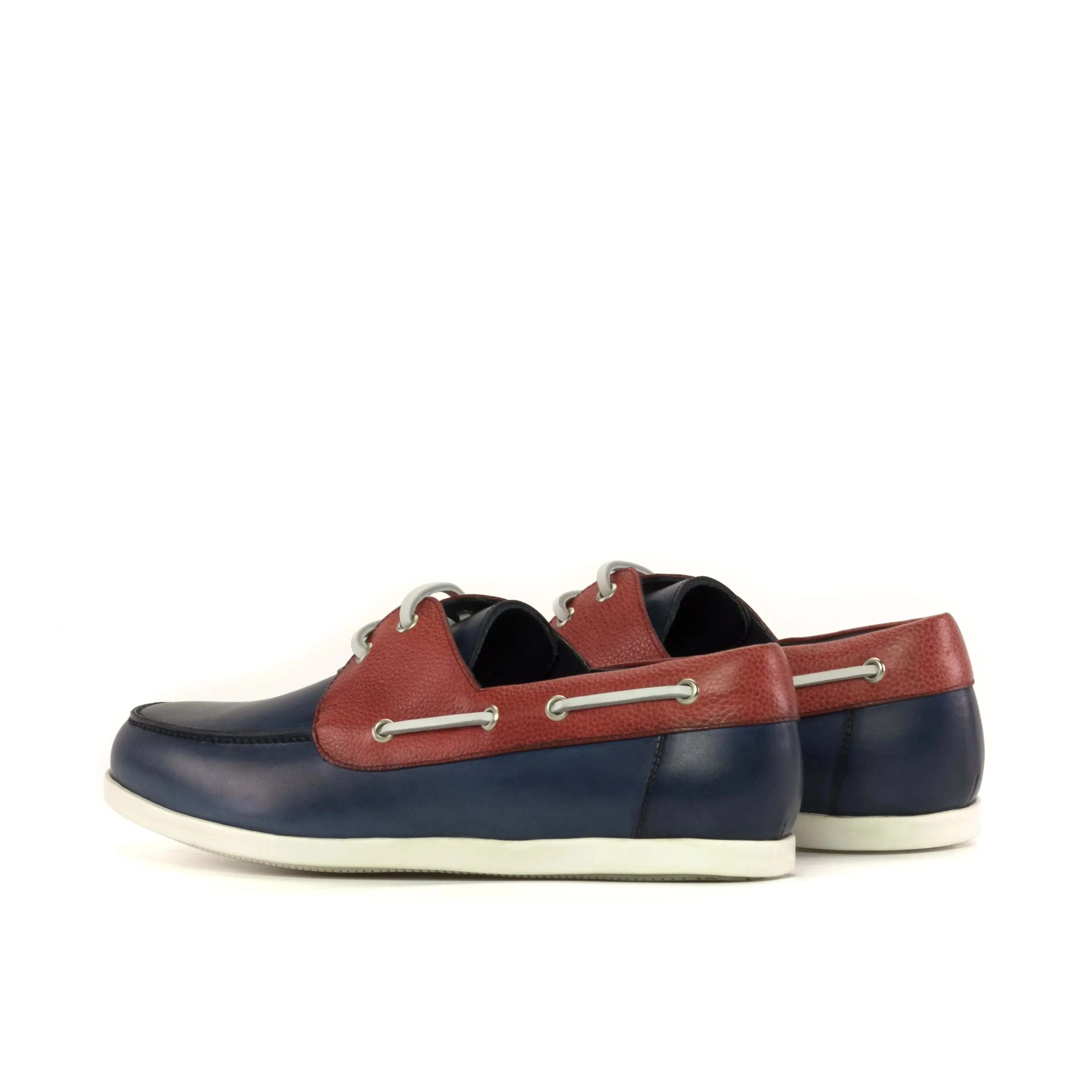 DapperFam Nauticus in Navy / Red Men's Italian Leather Boat Shoe