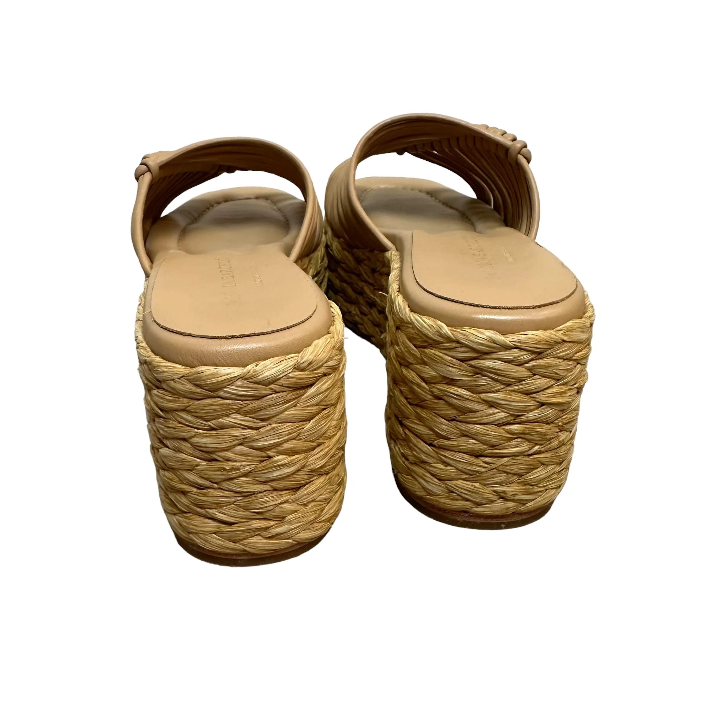 Paloma Barcelo Lola Sandal Platform Beige Leather Raffia Wedge Braided 36