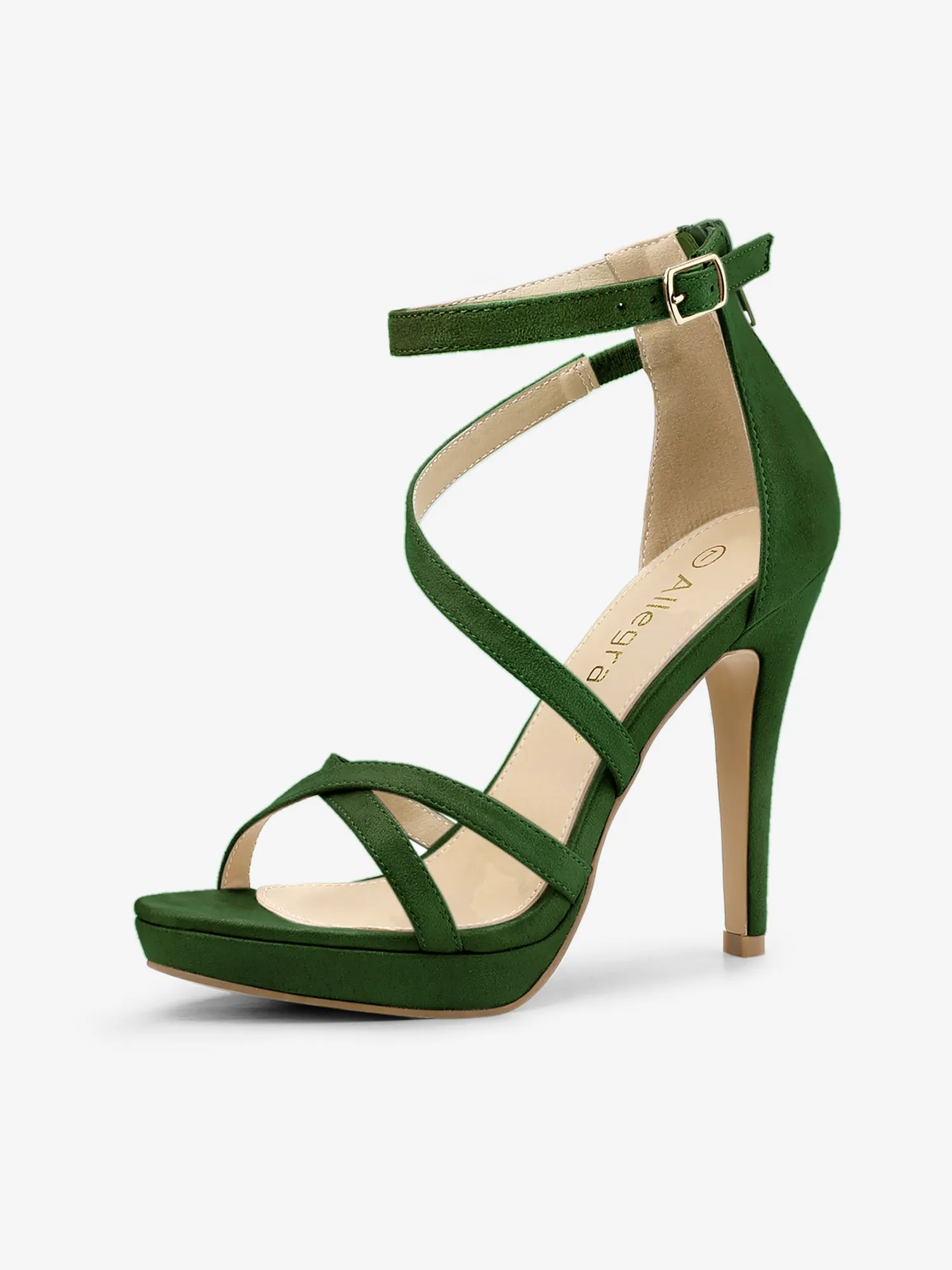 Round Toe Strappy Platform Stiletto Heel Sandals