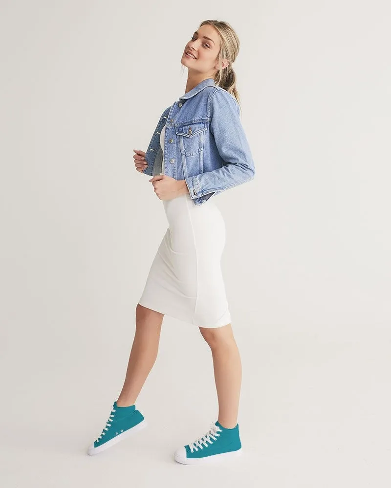Shaded Cyan High-Top Canvas Sneakers | Women's | C100M0Y25K30