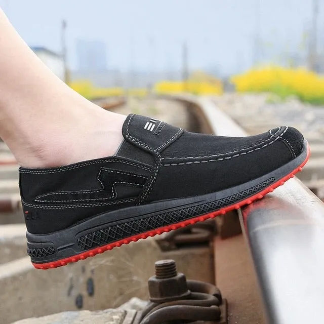 Summer Old Cloth Men's Shoes. Casual, Breathable, Washed Denim, Canvas Shoes. Slip On