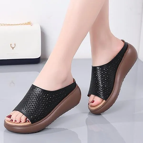 Women's Fashion Fish Mouth Hollow Platform Slippers 53631434C