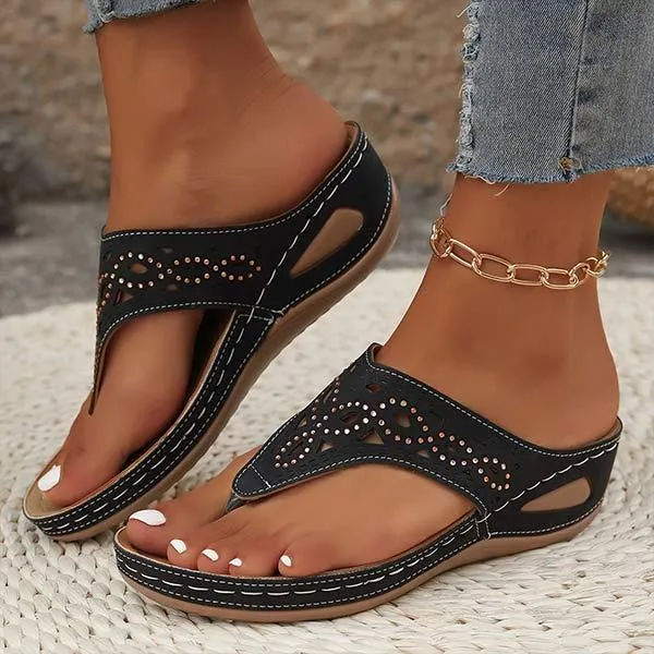 Women's Rhinestone Embellished Platform Slide Sandals 09210196C