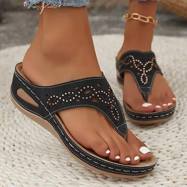 Women's Rhinestone Embellished Platform Slide Sandals 09210196C