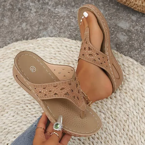 Women's Rhinestone Embellished Platform Slide Sandals 09210196C